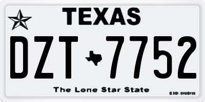 TX license plate DZT7752