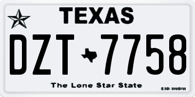 TX license plate DZT7758