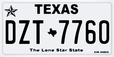 TX license plate DZT7760