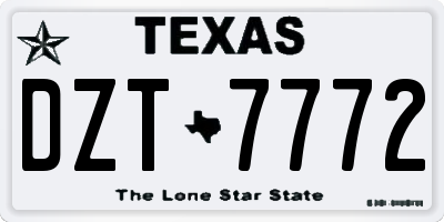 TX license plate DZT7772