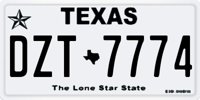 TX license plate DZT7774