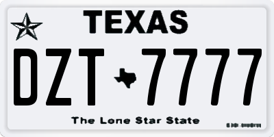 TX license plate DZT7777