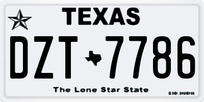 TX license plate DZT7786