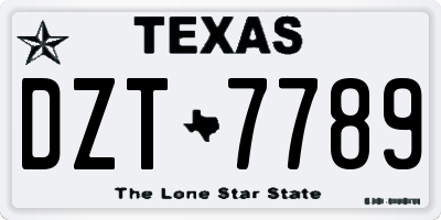 TX license plate DZT7789