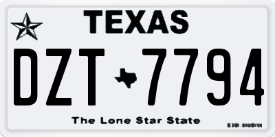 TX license plate DZT7794
