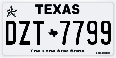 TX license plate DZT7799