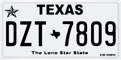 TX license plate DZT7809