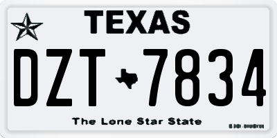 TX license plate DZT7834