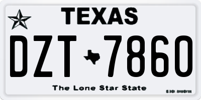 TX license plate DZT7860