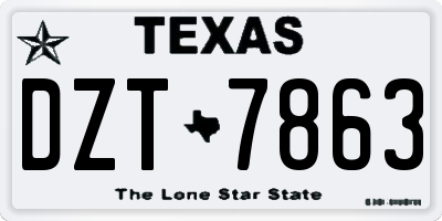 TX license plate DZT7863