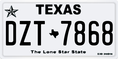 TX license plate DZT7868