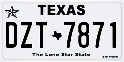 TX license plate DZT7871