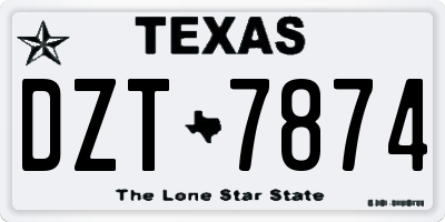 TX license plate DZT7874