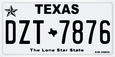 TX license plate DZT7876