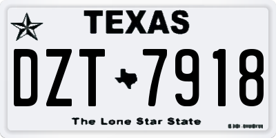 TX license plate DZT7918