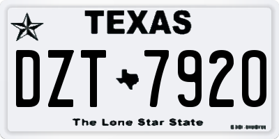 TX license plate DZT7920