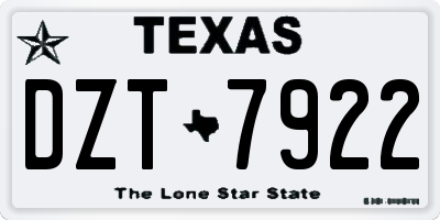 TX license plate DZT7922