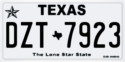 TX license plate DZT7923