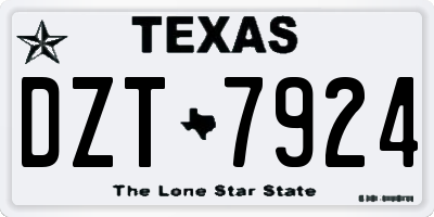 TX license plate DZT7924