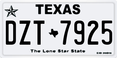 TX license plate DZT7925