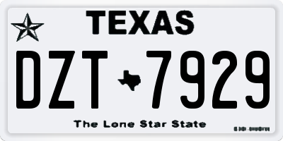 TX license plate DZT7929