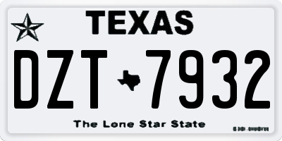 TX license plate DZT7932