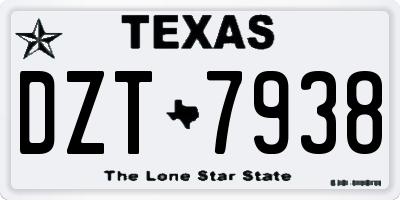 TX license plate DZT7938