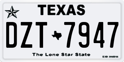 TX license plate DZT7947