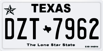 TX license plate DZT7962