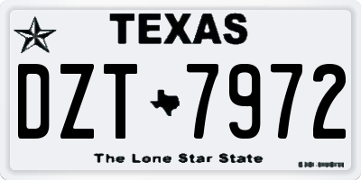 TX license plate DZT7972