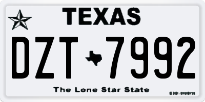 TX license plate DZT7992