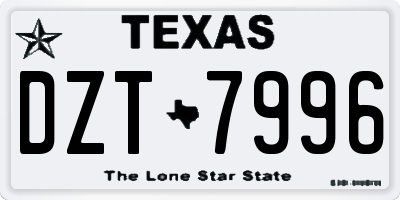 TX license plate DZT7996