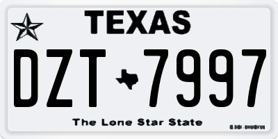 TX license plate DZT7997