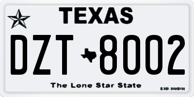TX license plate DZT8002