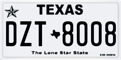 TX license plate DZT8008