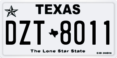 TX license plate DZT8011