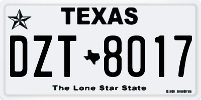 TX license plate DZT8017