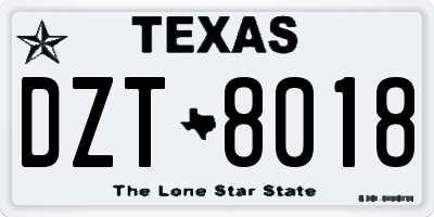 TX license plate DZT8018