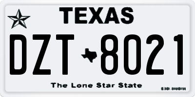 TX license plate DZT8021