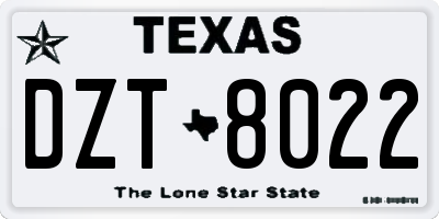 TX license plate DZT8022