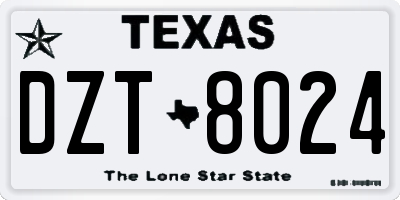 TX license plate DZT8024