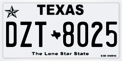TX license plate DZT8025