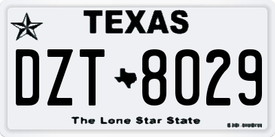 TX license plate DZT8029