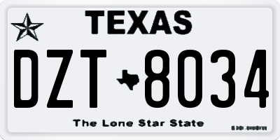TX license plate DZT8034