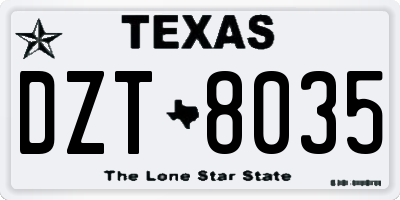 TX license plate DZT8035