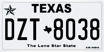 TX license plate DZT8038