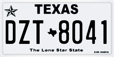 TX license plate DZT8041