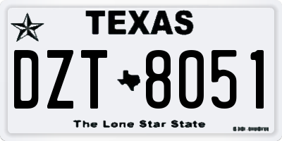 TX license plate DZT8051