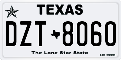 TX license plate DZT8060