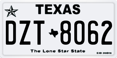 TX license plate DZT8062